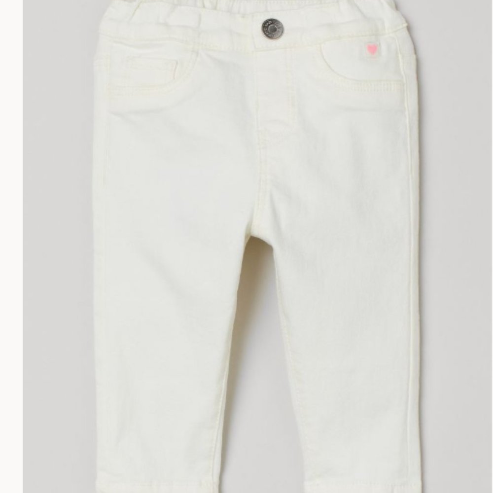 EUC Baby Girls H&M White (Cream) Stretch Jeans 12-18 mo